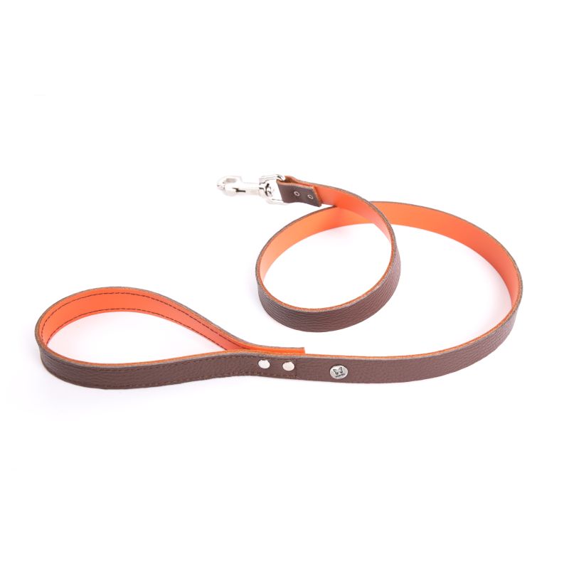 Laisse en Cuir "Allure" Marron/Orange