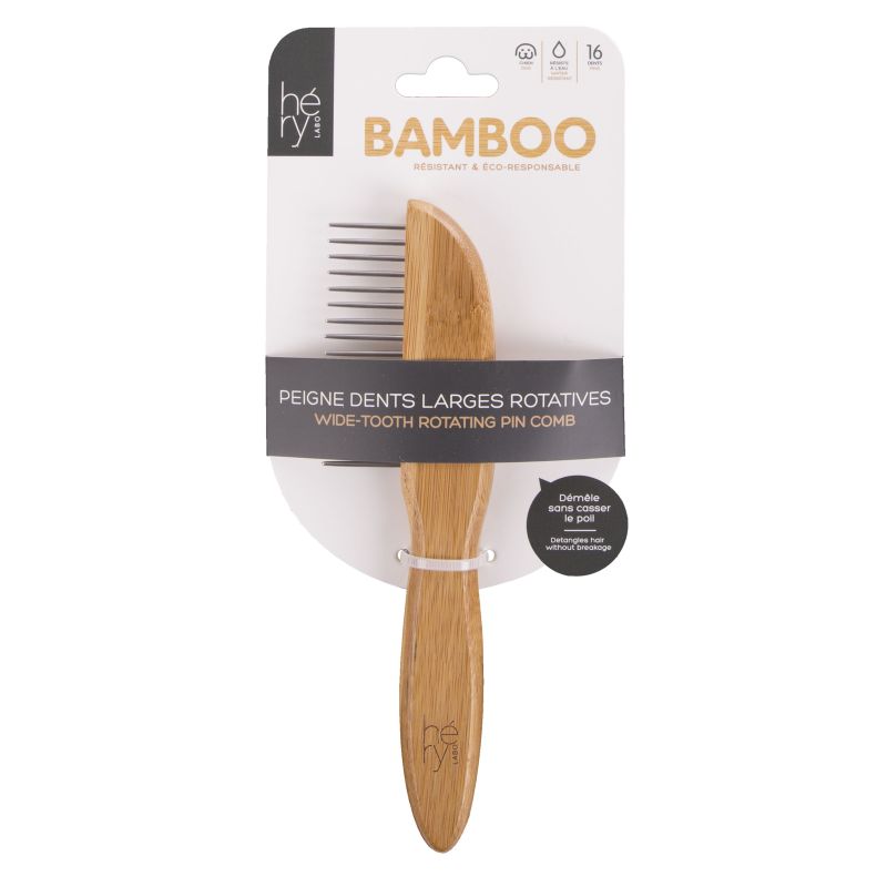 Peigne Bamboo Dents Larges Rotative