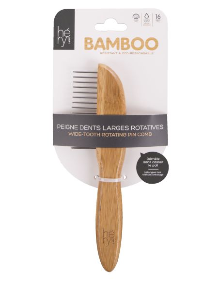 Peigne Bamboo Dents Larges Rotative