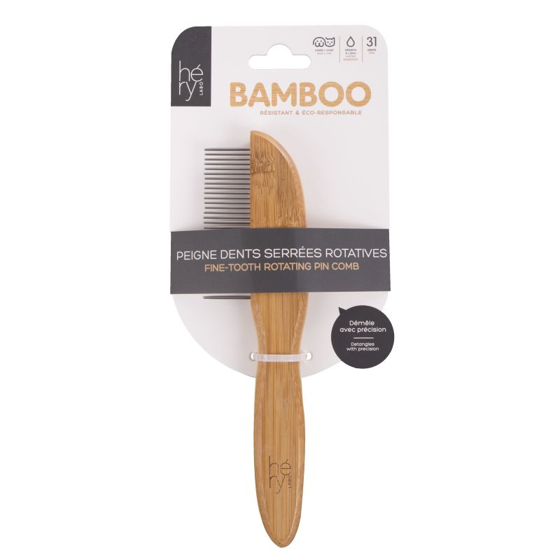 Peigne Bamboo Dents Serrees Rotative