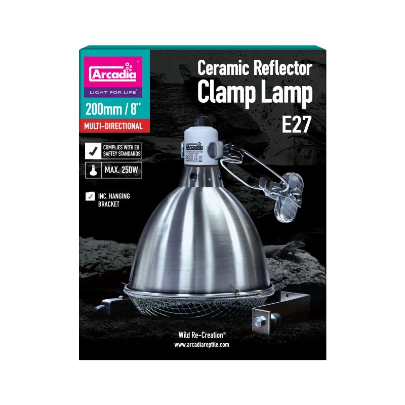 Arcadia Reflector Clamp Lamp With Ceramic Holder E27 Stainless Steel