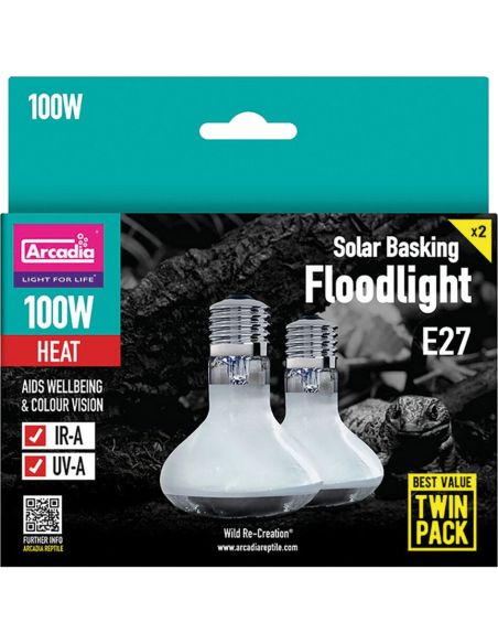 Arcadia Solar Basking Floodlight 100 Watt Twin Pack