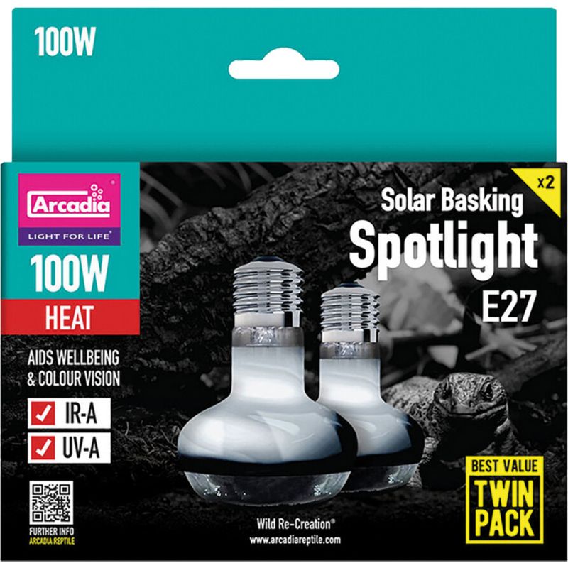 Arcadia Solar Basking Spotlight 100 Watt Twin Pack