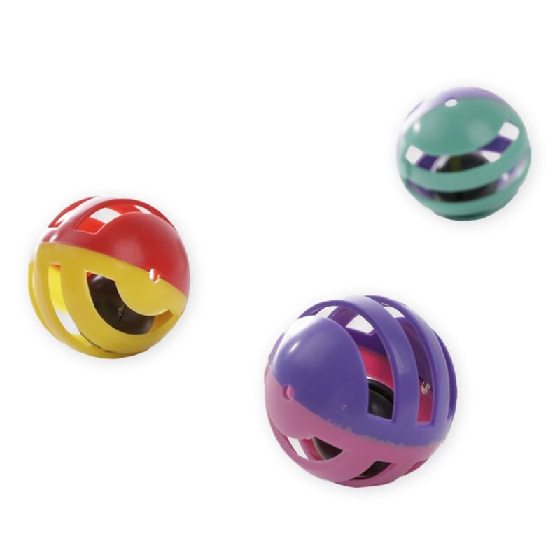 Balle plastique bicolore avec grelot pour chat